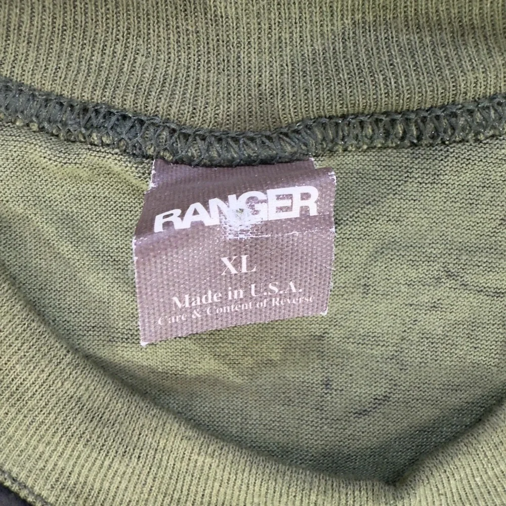 Vintage Ranger Shirt Mens XL Green Woodland Camo Pocket Hunting Military Tee USA